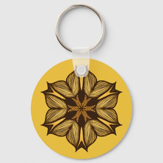 Abstracte gele bloem sleutelhanger (Voorkant)