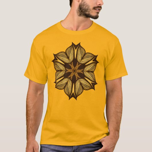Abstracte gele bloem t-shirt (Voorkant)