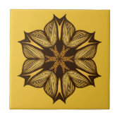 Abstracte gele bloem tegeltje (Voorkant)