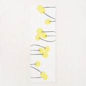Abstracte gele bloemen met zwarte stengel op wit yogamat (Voorkant)