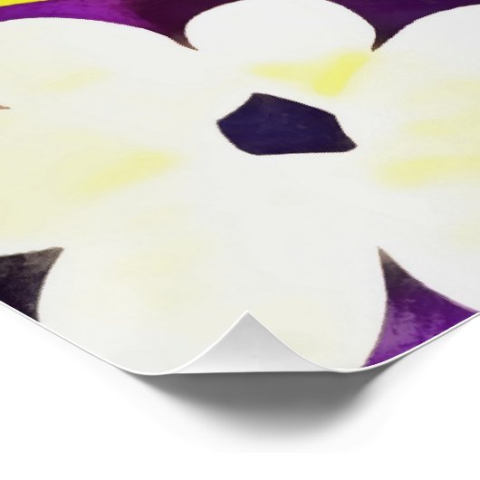 Abstracte gele bloemen op viva magenta perfect poster (Hoek)