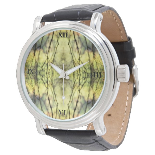 Abstracte gele bomen horloge (Gekanteld)