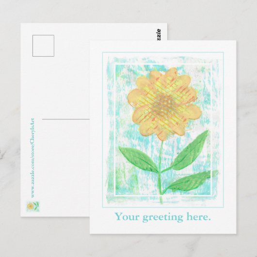 Abstracte gele Daisy Briefkaarten (Voorkant / Achterkant)