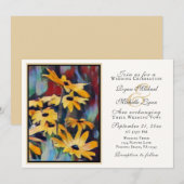 Abstracte Gele Daisy Floral Art Wedding Kaart (Voorkant / Achterkant)