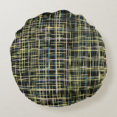 Abstracte gele en blauwe rasters rond kussen (Achterkant)