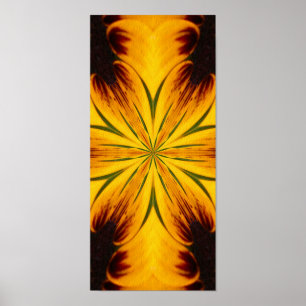 Abstracte gele en bruine Kaleidoscoop kunst Poster