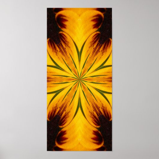 Abstracte gele en bruine Kaleidoscoop kunst Poster (Voorkant)