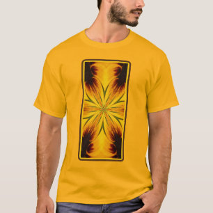 Abstracte gele en bruine Kaleidoscoop kunst T-shirt
