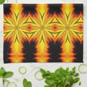 Abstracte gele en bruine Kaleidoscoop kunst Theedoek (Gevouwen)