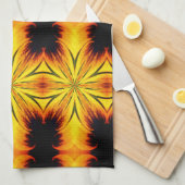 Abstracte gele en bruine Kaleidoscoop kunst Theedoek (Quarter Fold)