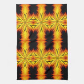 Abstracte gele en bruine Kaleidoscoop kunst Theedoek (Verticaal)