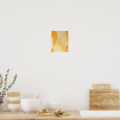 Abstracte gele en crèmekleurige verfstreken poster (Keuken)