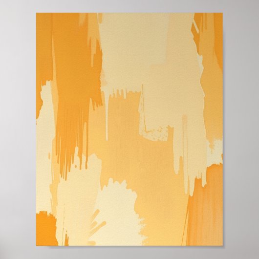 Abstracte gele en crèmekleurige verfstreken poster (Voorkant)