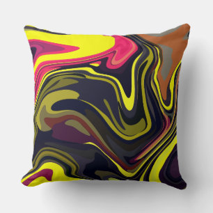 Abstracte gele en roze wervelende kunst kussen