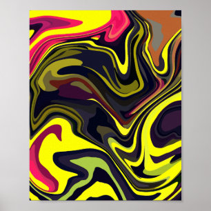 Abstracte Gele en Roze Wervelkunst Poster