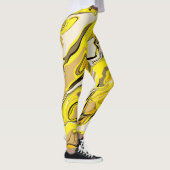 Abstracte gele en witte leggings met een marmer pa (Rechts)