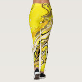 Abstracte gele en witte leggings met een marmer pa (Achterkant)