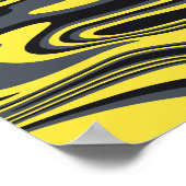 Abstracte Gele en Zwarte Swirl Art Poster (Hoek)