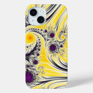 Abstracte gele fractale kunst iPhone 15 case