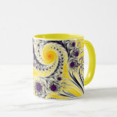 Abstracte gele fractale kunst mok (Voorkant rechts)