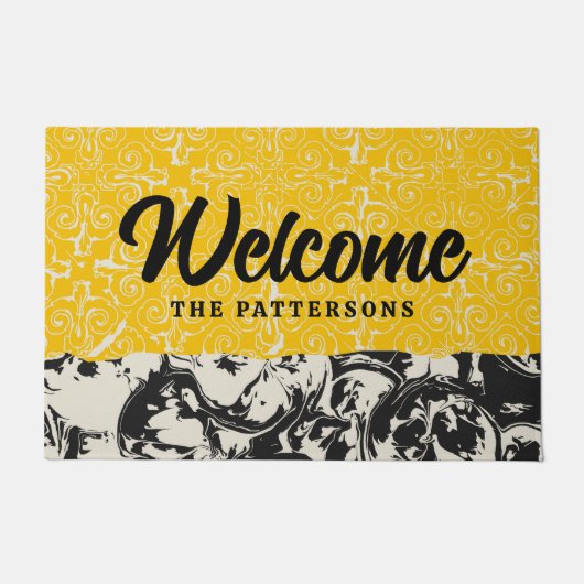 Abstracte gele gele familie uit de middeleeuwen deurmat (Voorkant)