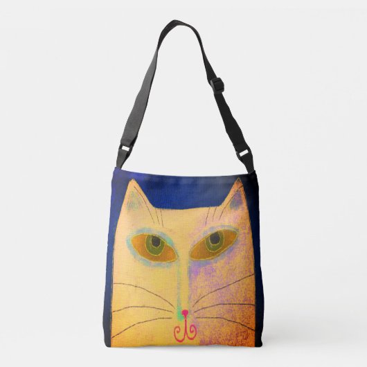 Abstracte gele kat crossbody tas (Achterkant)