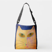 Abstracte gele kat crossbody tas (Voorkant)