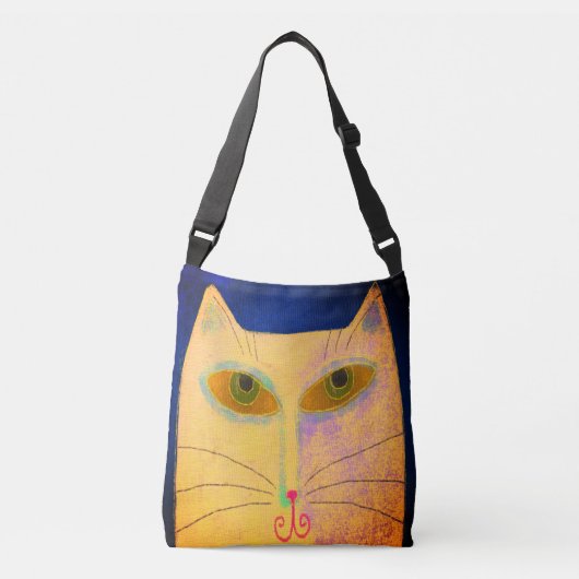 Abstracte gele kat crossbody tas (Voorkant)