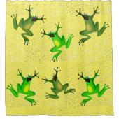 Abstracte gele kikkers in regendruppels douchegordijn (Voorkant)