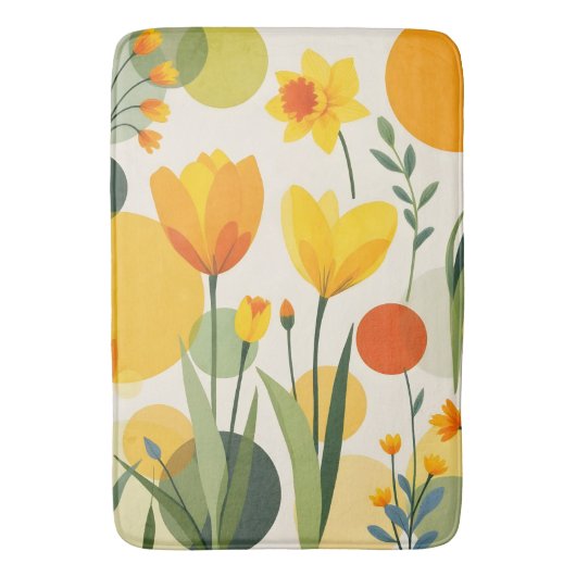 Abstracte gele lentbloemen badmat (Voorkant Verticaal)
