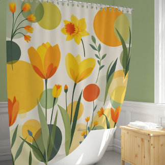 Abstracte gele lentbloemen douchegordijn