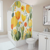 Abstracte gele lentbloemen douchegordijn (In situ)