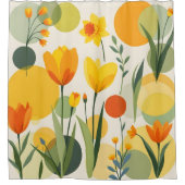 Abstracte gele lentbloemen douchegordijn (Voorkant)