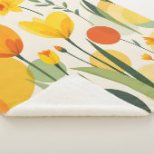 Abstracte gele lentbloemen sherpa deken (3/4)