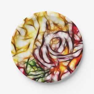 Abstracte Gele Licht Roos Artistieke Bloemengloed Papieren Bordje