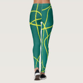 Abstracte gele lijnen op een groene leggings (Achterkant)