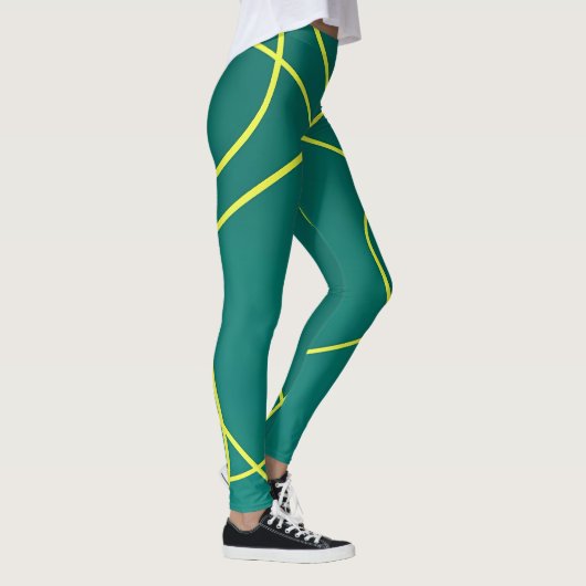 Abstracte gele lijnen op een groene leggings (Rechts)