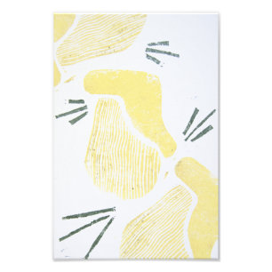 Abstracte gele Linocut Block Foto Print Afdruk
