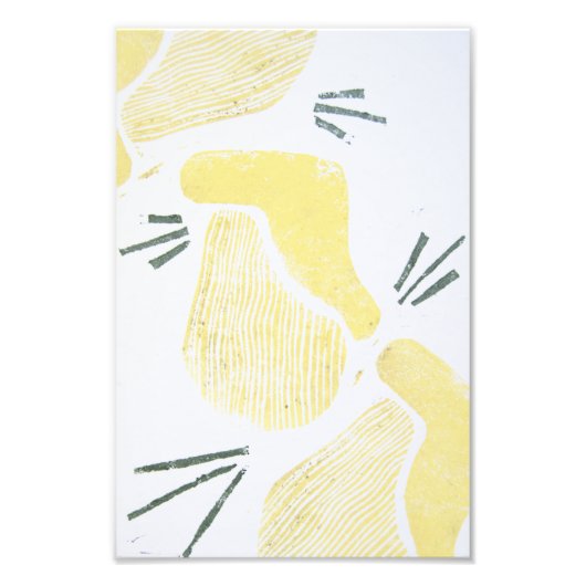 Abstracte gele Linocut Block Foto Print Afdruk (Voorkant)