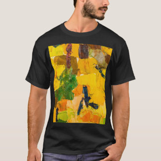 Abstracte gele oliecanvas schilderij t-shirt