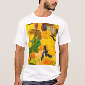 Abstracte gele oliecanvas schilderij t-shirt