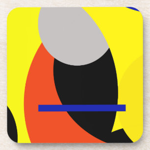 Abstracte gele rode blauwe kunst bier onderzetter
