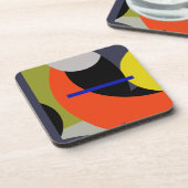 Abstracte gele rode blauwe kunst bier onderzetter (Linkerzijde)