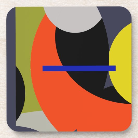 Abstracte gele rode blauwe kunst bier onderzetter (Voorkant)