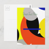 Abstracte gele rode blauwe kunst briefkaart (Voorkant / Achterkant)