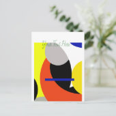 Abstracte gele rode blauwe kunst briefkaart (Staand voorkant)