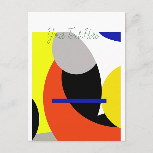 Abstracte gele rode blauwe kunst briefkaart (Voorkant)