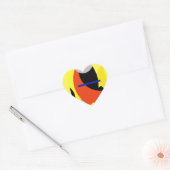 Abstracte gele rode blauwe kunst hart sticker (Envelop)