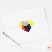 Abstracte gele rode blauwe kunst hart sticker (Envelop)