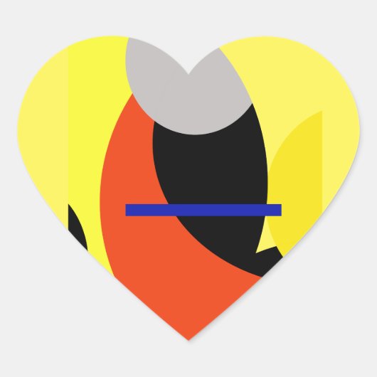 Abstracte gele rode blauwe kunst hart sticker (Voorkant)